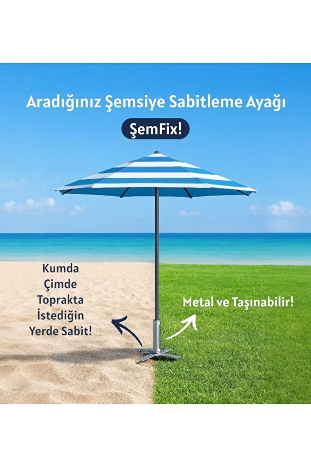 ŞemFix - Şemsiye Kazığı, Şemsiye Tutucu, Şemsiye Sabitleyici, Bahçe ve Plaj Şemsiyesi Kazığı